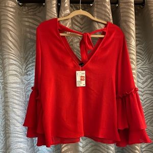Red Top With Bell Sleeve